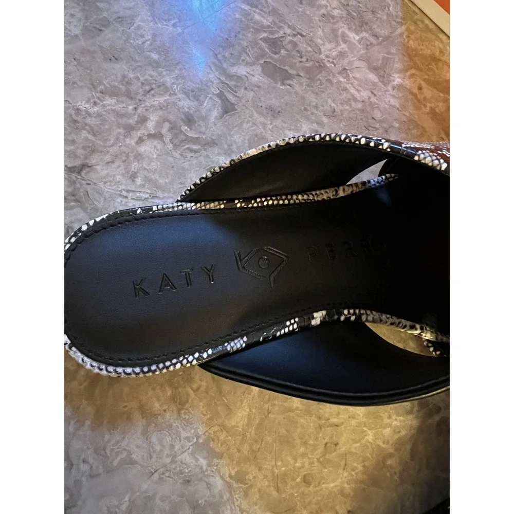 Checked In Slide Sandal Black White Soft FauxNappa Snake Embossed NEW Sz 11 Shoe